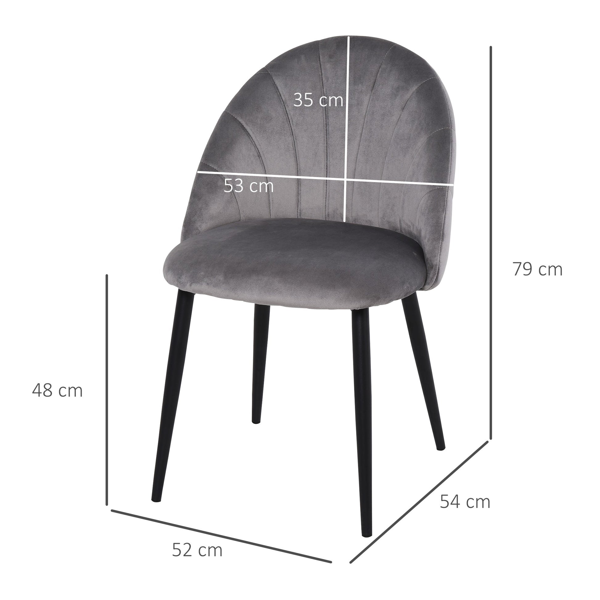 set 2 chairs for dining room padded with Nordic design in metal and Grey velvet - Borgè