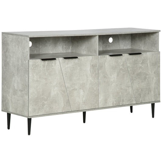 Modern Credenza with 2 AGI and adjustable shelves 147x40x83cm, Grey marble effect