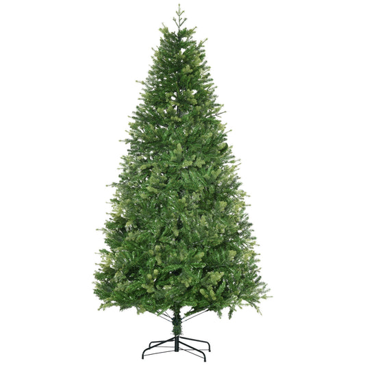 Christmas Tree with Metal Base | 228 cm Artificial Fireproof Christmas Tree for Indoors with 2056 Branches and Metal Base, Ø124x228 cm, Green - Borgè