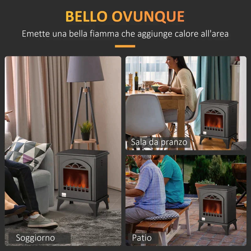 Metal Bioethanol Fireplace with 3h Combustion with 1.2L Tank and Cover | 25mÂ², 41x25x54 cm, Nero - Borgè