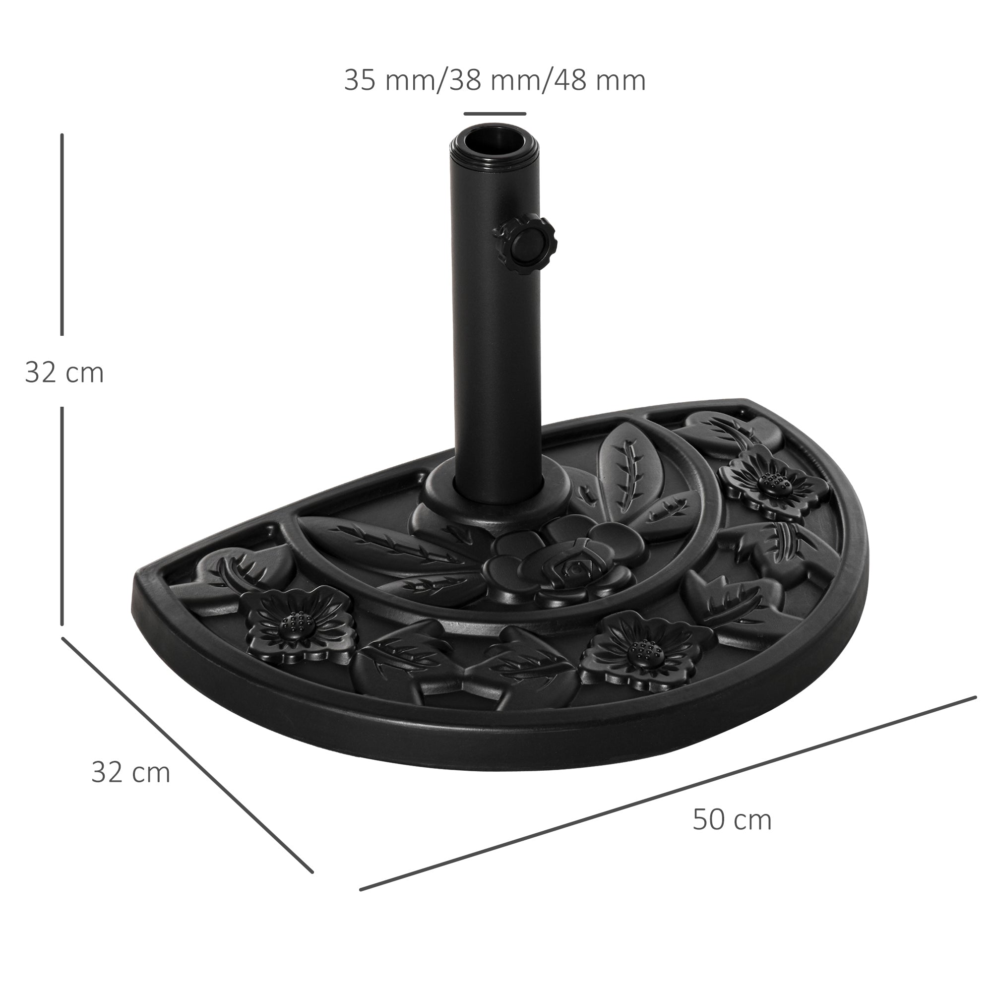 Garden Umbrella Base with 35mm / 38mm / 48mm Pole Cement Φ50x32x32cm - Borge' Group Limited