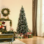 artificial snowy Christmas tree with white pine cones removable folding 180cm - green - Borgè