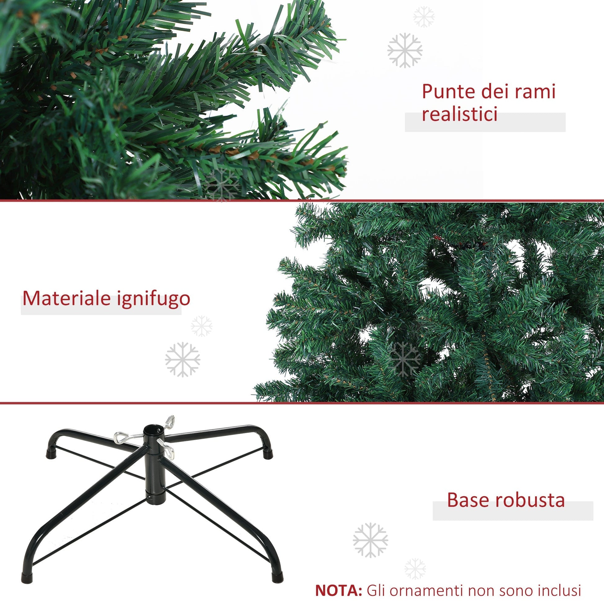 Classy Christmas Tree | 180cm Tall Artificial Christmas Tree with 1000 Lush Branches Steel Base - Borgè