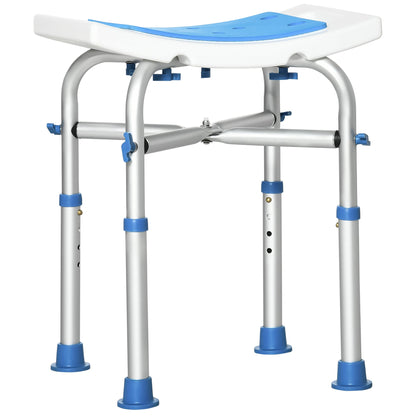 ECARE | Blue Aluminum Shower Stool with adjustable height and non -slip feet and suction cup - Borgè