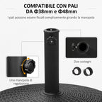 Round Garden Umbrella Base with 4 Wheels and Brakes, Metal and Resin Umbrella Base, for Ø38/48 mm Umbrella Poles, Ø52x41 cm, Black - Borge' Group Limited