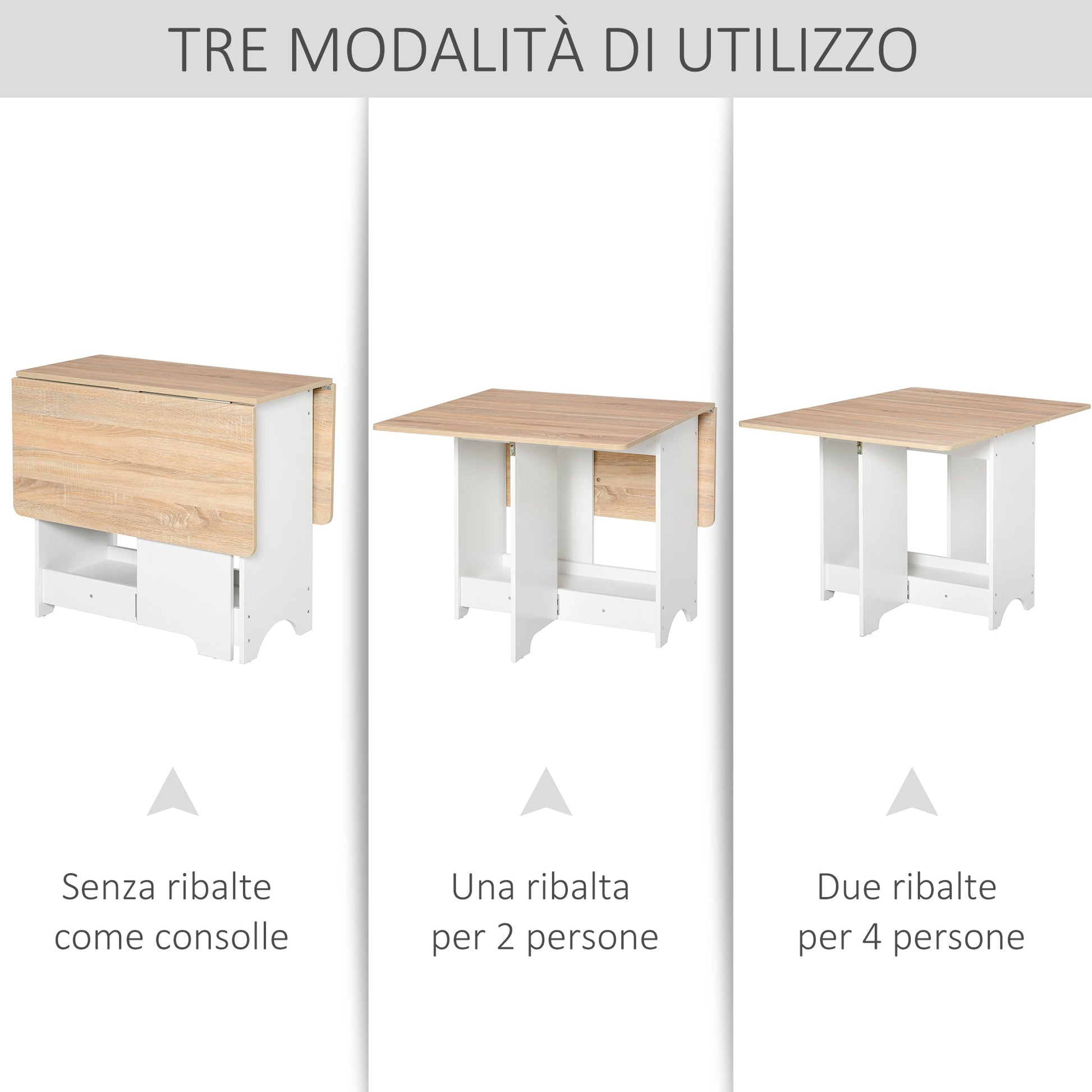 Table Ribalt console with shelf, folding living room table - Borgè