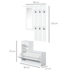 Homcom Modern Entry Mobile Wardrobe Set AppendaBiti, Mirror and Scarp 3 in 1, in white wood - Borgè