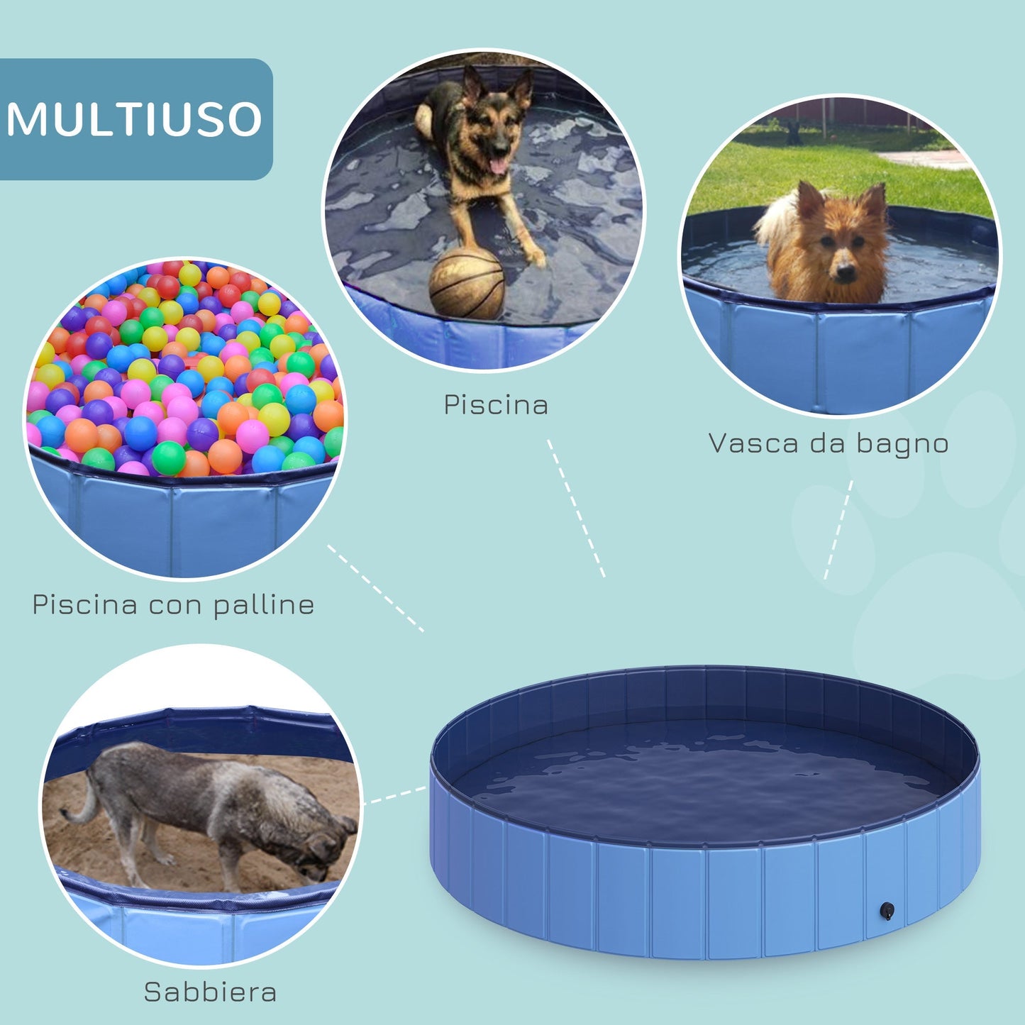 Folding Swimming Pool for Dogs in PVC | PAWHUT - Borgè