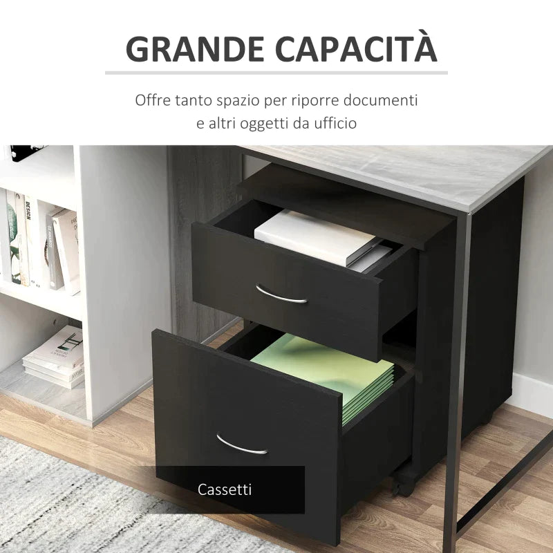 Desk Cabinet with wheels | 41x39x58cm, Black - Borgè