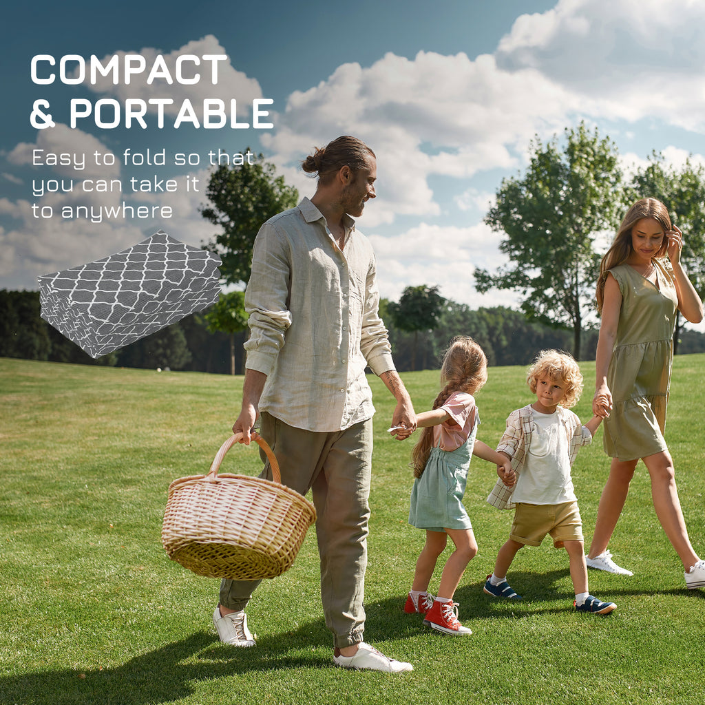 Outsunny outdoor carpet 182x274 cm folding and reversible, in gray and white polypropylene - Borgè