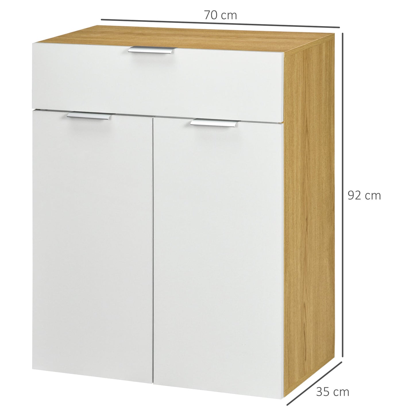 Homcom Mobile for living room with locker and drawer, adjustable shelves on 3 levels 70x35x92cm, white - Borgè