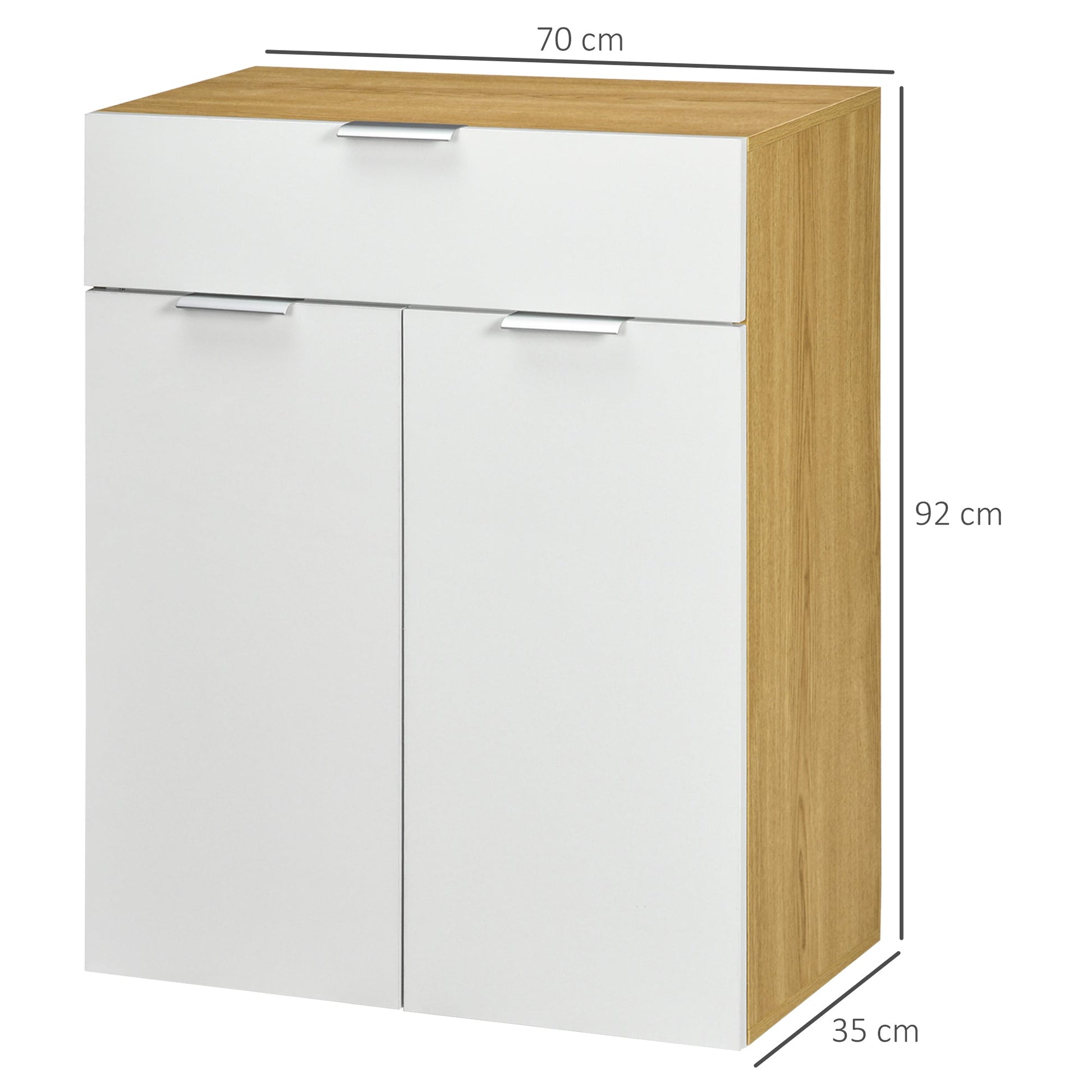 Homcom Mobile for living room with locker and drawer, adjustable shelves on 3 levels 70x35x92cm, white - Borgè