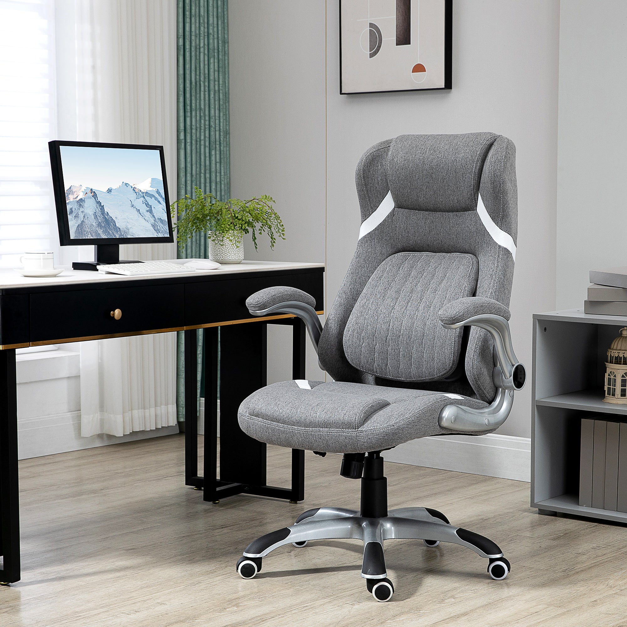 Vicetto office chair reclining in breathable fabric and steel with adjustable height, 68x76x109-117 cm - Borgè