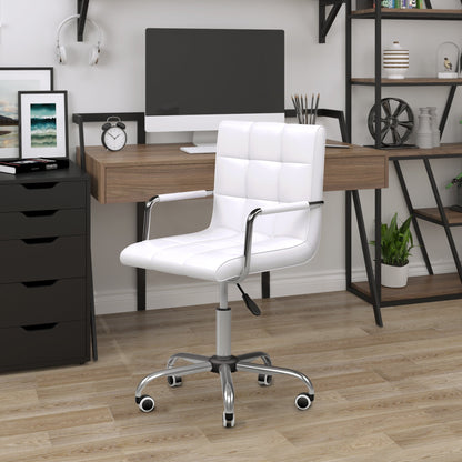 Homcom office chair in white-like-like 5 swivel wheels, padding and adjustable height, 52.5x54x84-99cm - Borgè