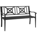 Black Steel Garden Bench for 2 Persons with High Backrest and Armrests, 128x62. 5x81. 5 cm - Borge' Group Limited