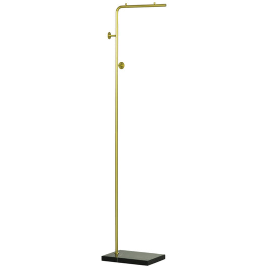 beams with 2 hooks for entrance, bedroom and living room in metal and marble, 35x25x170 cm, gold and black - Borgè