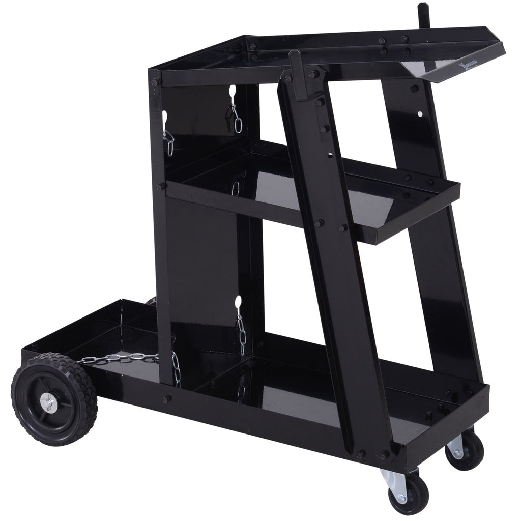 Durhand officed shopping carriage welding system 3 shelves 4 wheels black - Borgè