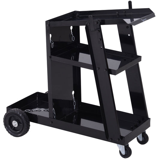 Durhand officed shopping carriage welding system 3 shelves 4 wheels black