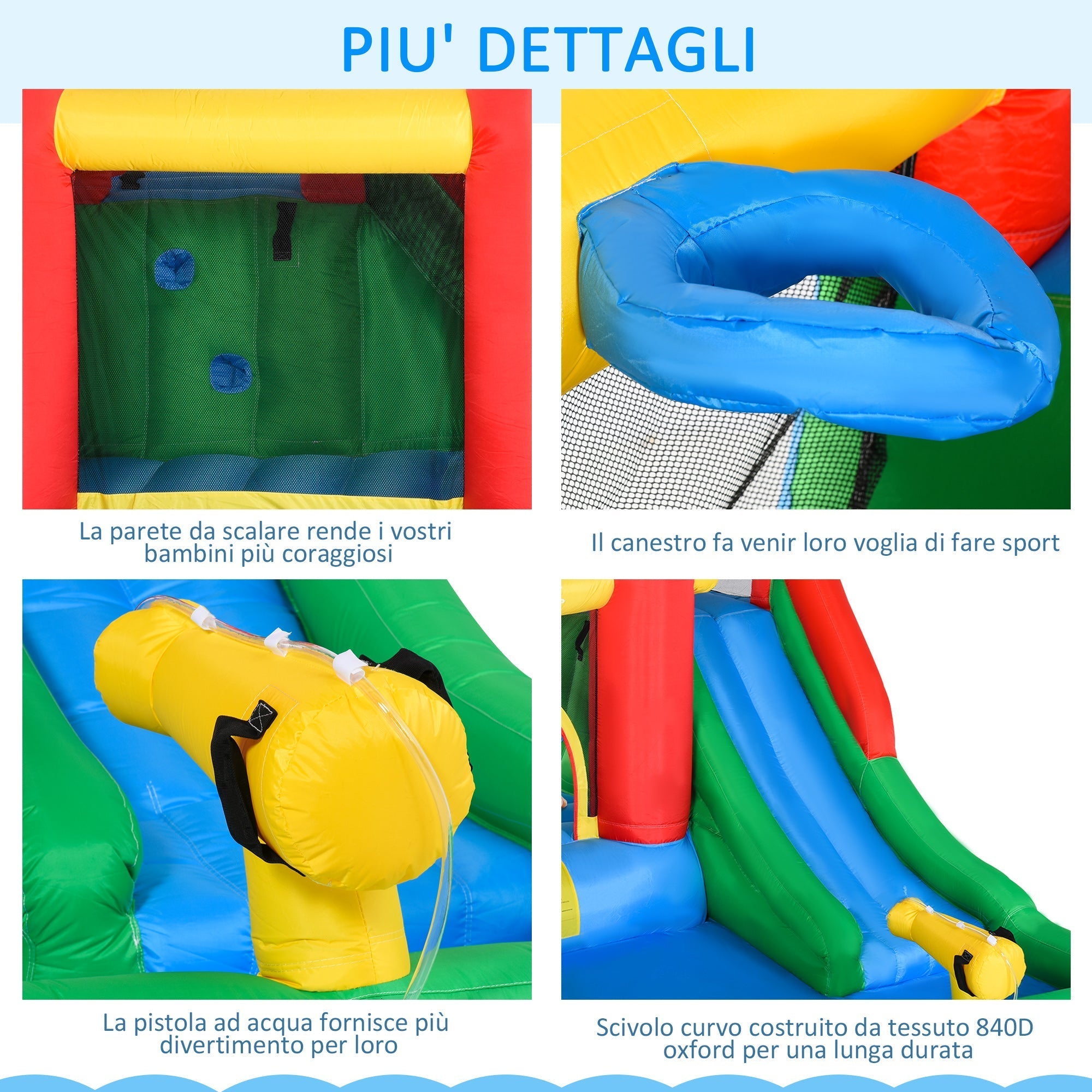 Inflatable Game for Children 3-8 Years with Slide, Trampoline, Pool, max 4 Children, 330x245x215cm - Borge' Group Limited