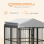 Pawhut Kennel Fence for small and medium -sized dogs, chickens and ducks with roof, 122x122x138cm - Borgè