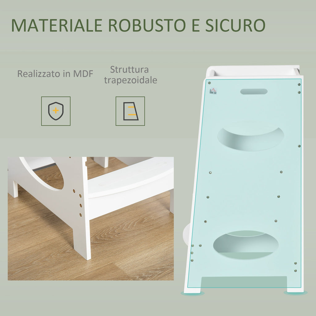 Homcom Torre Montessorian for children, Learning Tower with adjustable height in MDF, 40x50x90cm, white - Borgè