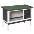 Outdoor Rabbit Hutch in Fir Wood with Removable Tray, Opening Roof in Bitumen and Mesh, 90x45x65 cm - Borge' Group Limited