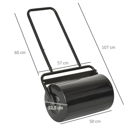 Outsunny garden roller φ32x50cm in black waterproof metal, tank up to 38 liters (water or sand)