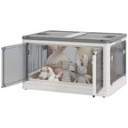 Homcom plastic container with stackable and folding lid from 69l, 5 openings and wheels, white - Borgè