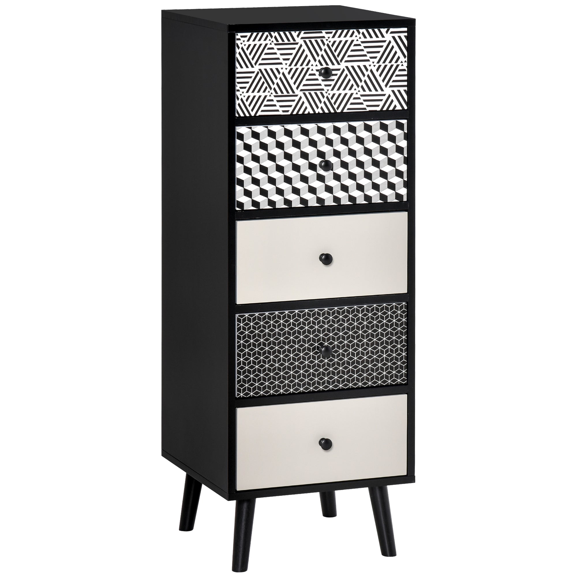 Unit with Drawers Geometric Fantasy, Modern Furniture | 40x40x11.5cm Grey Black - Borgè