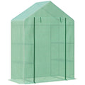 Outsunny Garden greenhouse in steel and plastic PE with 4 shelves, ropes and pickets, 141x72x191 cm, green - Borgè