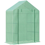 Outsunny Garden greenhouse in steel and plastic PE with 4 shelves, ropes and pickets, 141x72x191 cm, green - Borgè