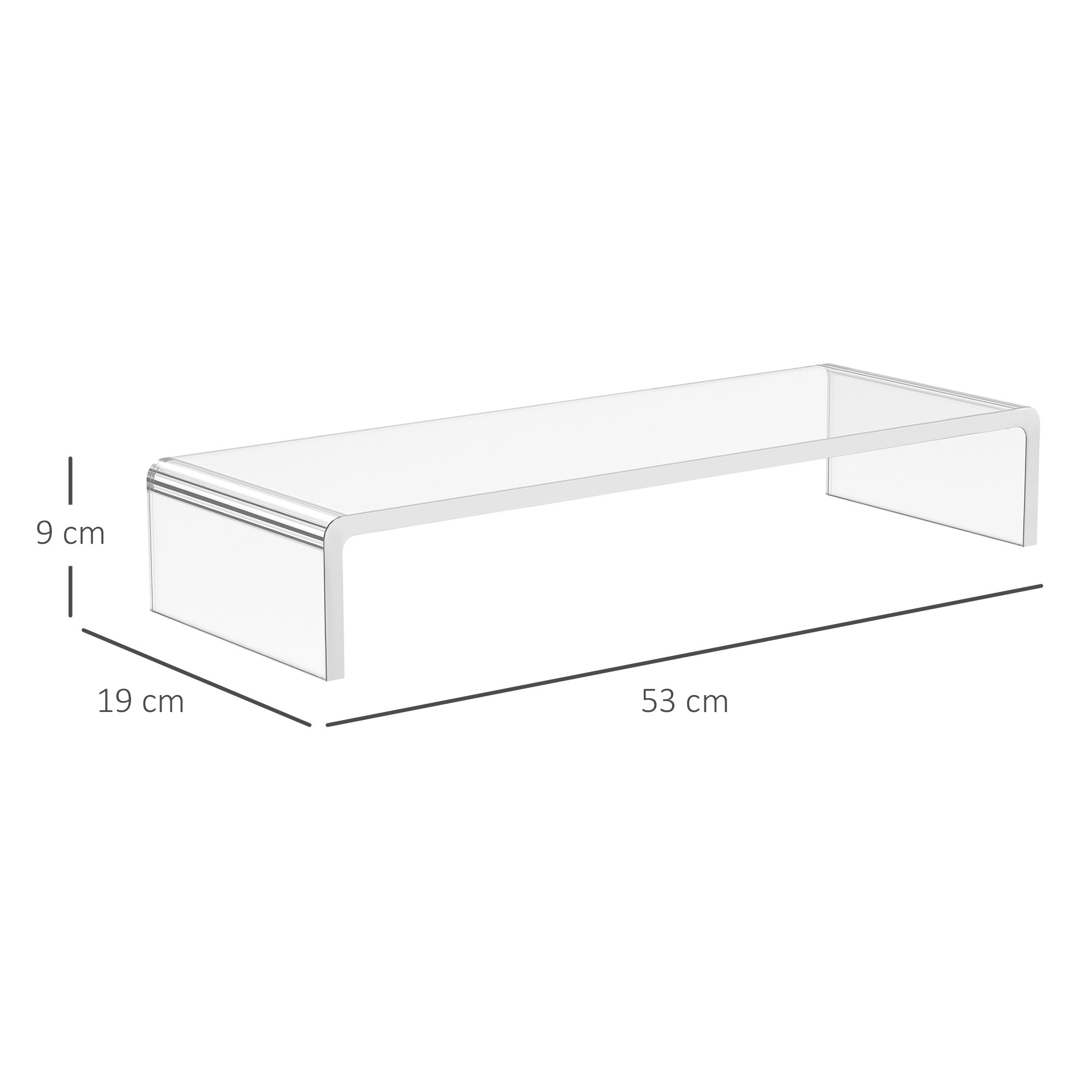 support for monitor computer TV support for transparent acrylic glass screens, 53x19x9cm - Borgè