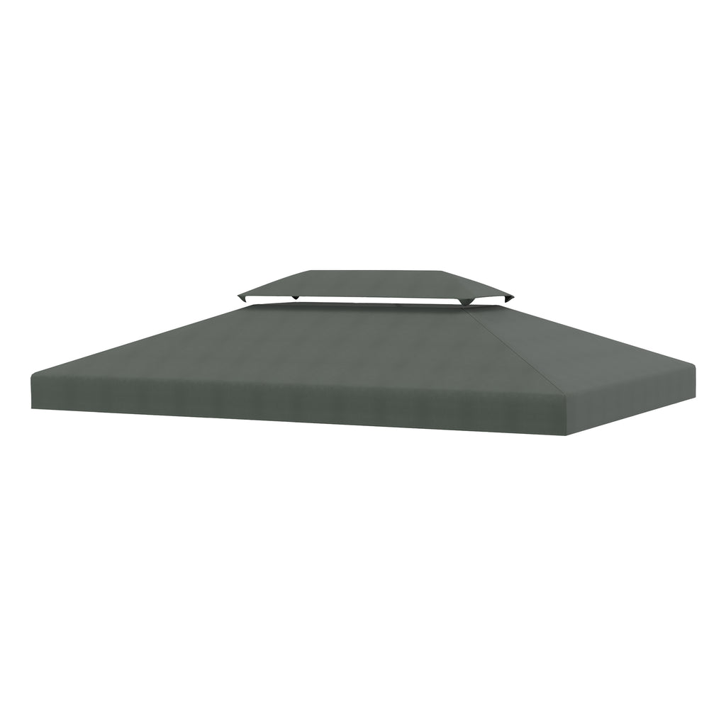 Outsunny coverage for gazebo 4x3 m at 2 levels in polyester with straps and 10 drainage holes, dark gray - Borgè