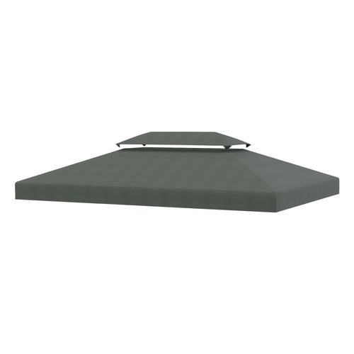 Outsunny coverage for gazebo 4x3 m at 2 levels in polyester with straps and 10 drainage holes, dark gray - Borgè