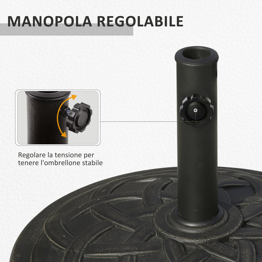 19kg Resin Umbrella Base with Decorations and Coupler, Rustproof, Φ54.5cm, Bronze - Borge' Group Limited