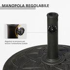 19kg Resin Umbrella Base with Decorations and Coupler, Rustproof, Φ54.5cm, Bronze - Borge' Group Limited