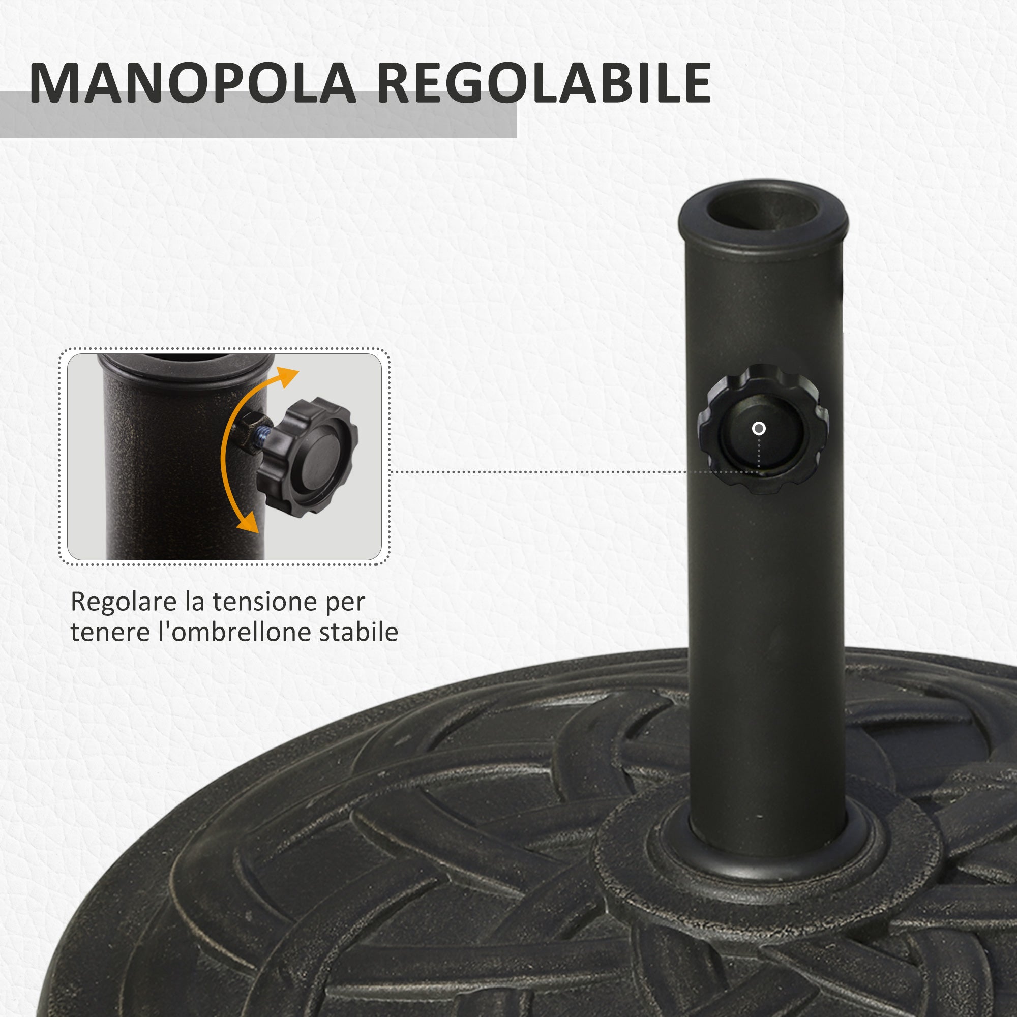 19kg Resin Umbrella Base with Decorations and Coupler, Rustproof, Φ54.5cm, Bronze - Borge' Group Limited