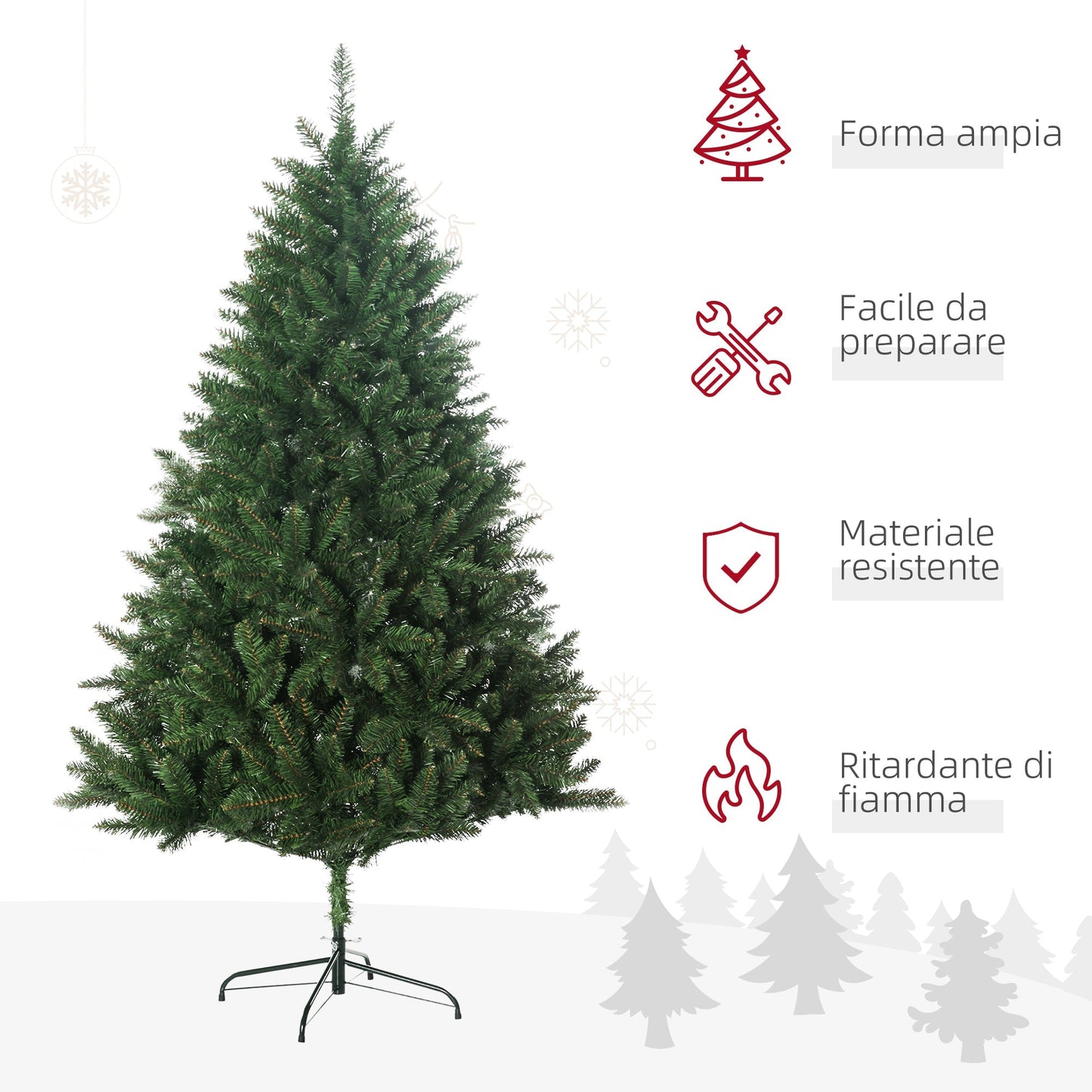 Christmas Tree | 180cm with 800 branches and Metal Base - Borgè