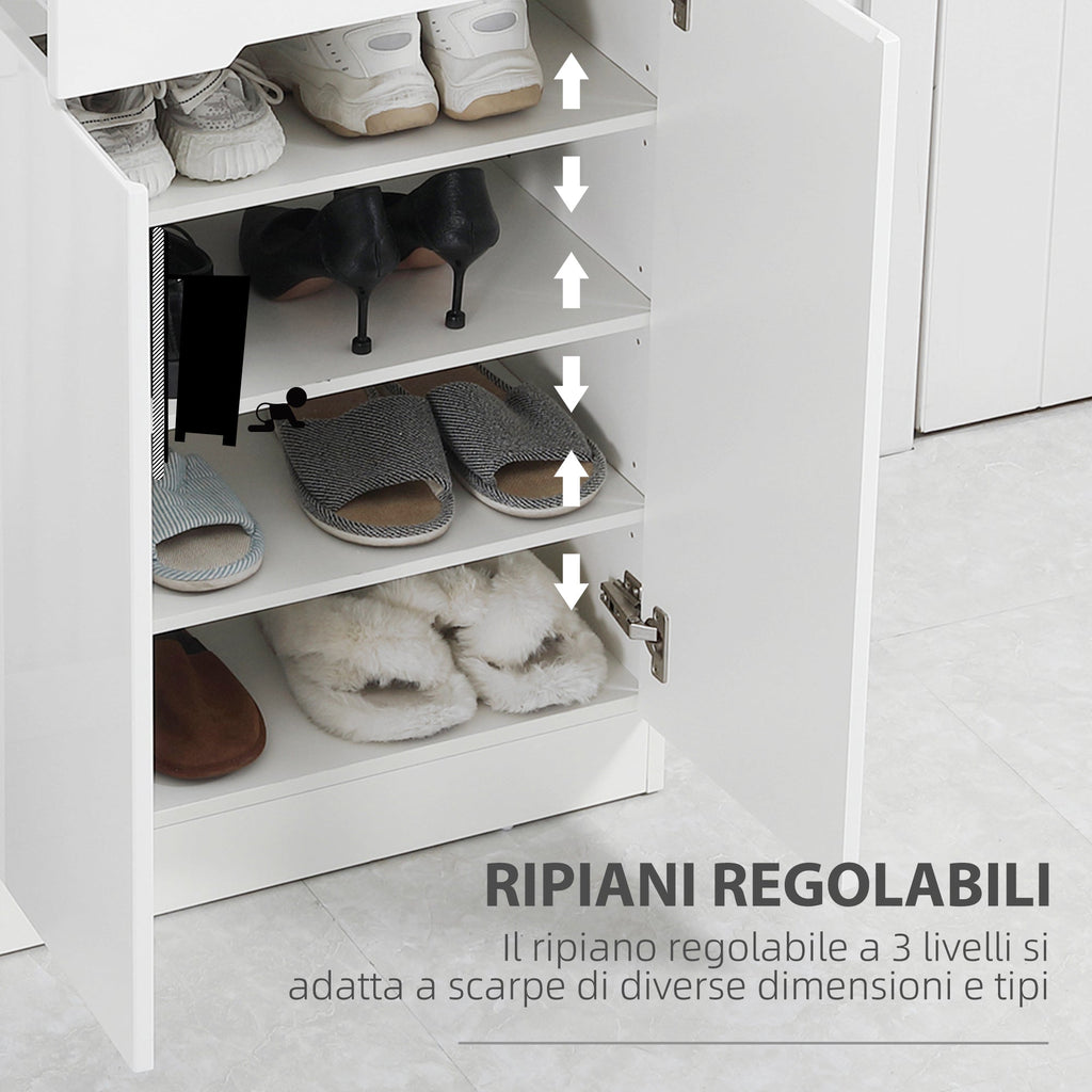 Slim Slim 12 Paia Max for inputs with 3 adjustable shelves and drawer, in white chipboard, 60x32x100 cm - Borgè