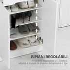 Slim Slim 12 Paia Max for inputs with 3 adjustable shelves and drawer, in white chipboard, 60x32x100 cm - Borgè