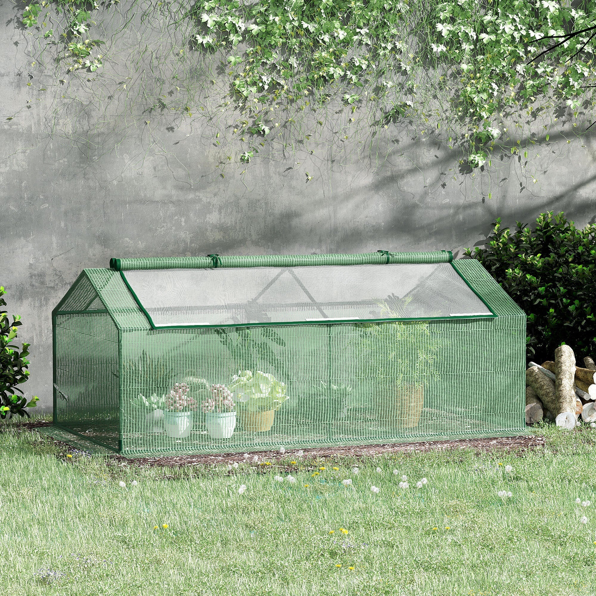 Small Greenhouse for Garden and Balcony with Windows and PE Cover, 180x90x70cm, Green - Borge' Group Limited