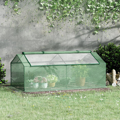 Small greenhouse outsunny for garden and balcony with windows and covers in PE, 180x90x70cm, green - Borgè