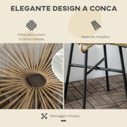 Round Garden Coffee Table Boho Style PE Rattan and Glass, Ø50x50cm, Beige - Borge' Group Limited
