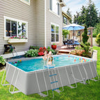 Above Ground Pool in Steel and Reinforced PVC with Filter, 580x310x122cm, Light Grey - Borge' Group Limited