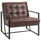 armchair polon style quilted with buttons, modern metal armchair and PU armchair, 75x81x78cm brown - Borgè
