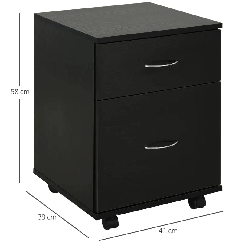 Desk Cabinet with wheels | 41x39x58cm, Black