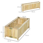 Foldable Outdoor Wooden Planter with Drainage Base, 70x30x25cm - Borge' Group Limited
