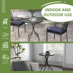 Outsunny round garden table with steel slat top, Ã˜66x71.5cm, black - Borgè