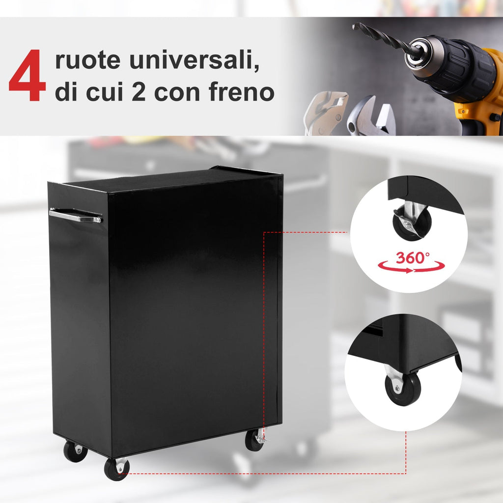 Black Multi-Use Garage Trolley | Board of Utensils For Mechanics | 61.5x33x85cm - Borgè