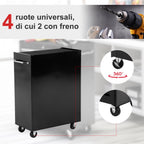 Black Multi-Use Garage Trolley | Board of Utensils For Mechanics | 61.5x33x85cm - Borgè
